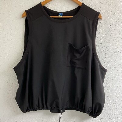 Old navy black stretch tech cinched hem active wear shirt