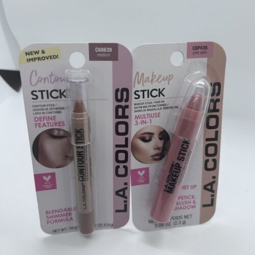 L.A. Colors Contour Stick Medium Makeup Stick Pink Satin New Shimmer 3-in-1 LA