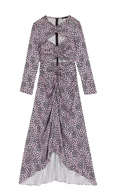 maje pink leopard dress Draped leopard-print dress Pink For Women
