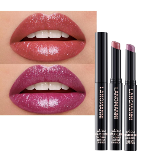 2Pcs Sparkling Lipstick Lip Gloss Long Lasting Waterproof Moisturizer Lip Balm G
