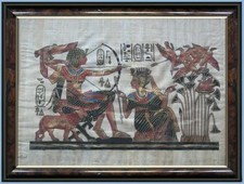 PAPIRO EGIZIO ANTICO EGITTO FARAONE CACCIA E SEKHMET DEA LEONESSA SIMBOLO GUERRA