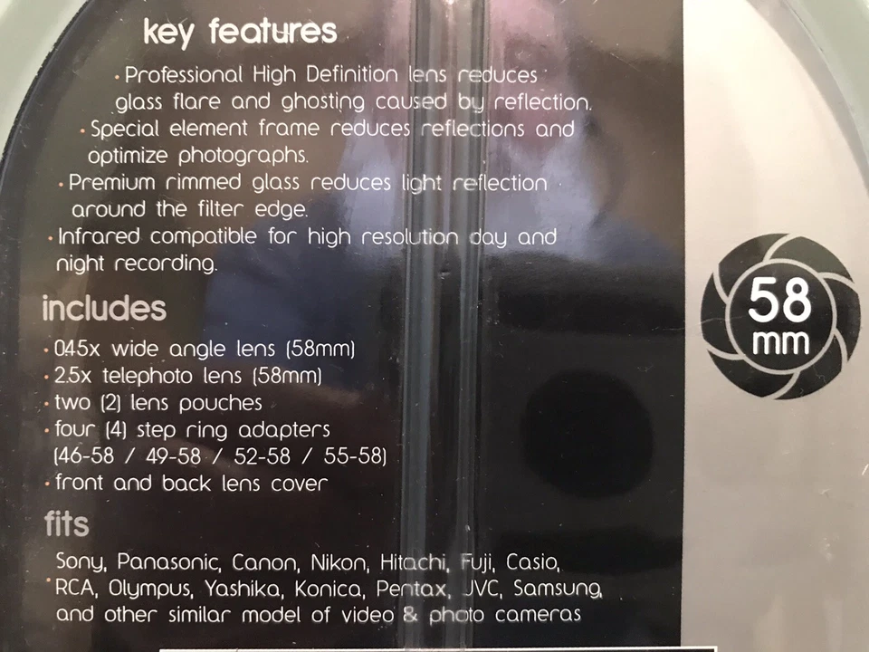 ZEIKOS 58mm 0.45X Wide Angle Lens / 2.5X Telephoto Lens Kit - Image 4 of 4