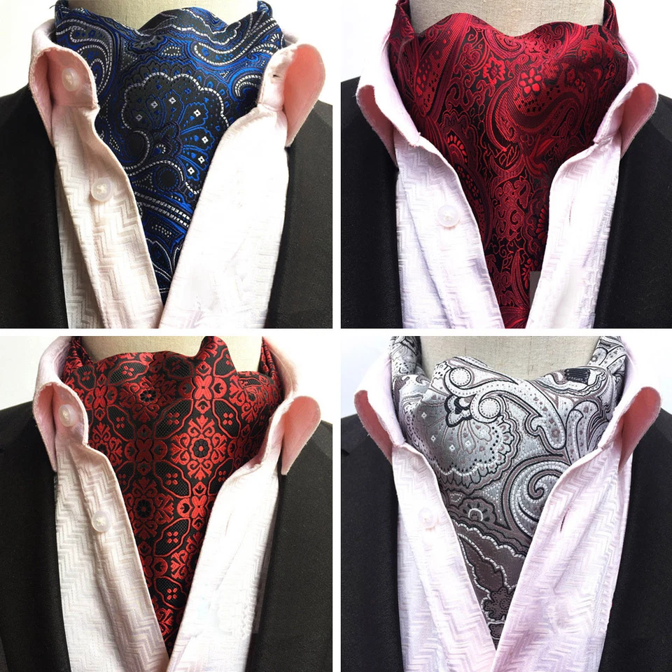 Herren Retro-Floral Paisley lange Schals Halstuch Ascot Party sanfte Krawatten - Bild 1 von 1