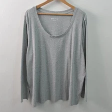 Ava & Viv T-Shirt Womens 3X Gray Cotton Blend Stretch Long Sleeve Round Neck