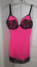 Victoria's Secret 36D Bra Lingerie Chemise Slip Babydoll Lace Gown Large Pink