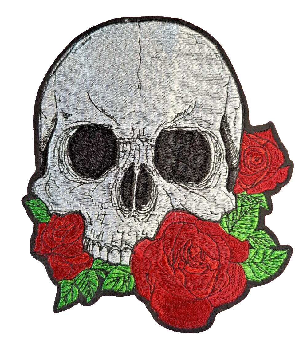 Large Skull Iron On Patch 20x23 cm for Biker Rock Emo Style
