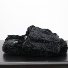 BP. Fawn BPFAWN-FAB Slip On Womens Size 7-8 M Black Adjustable Faux Fur Slipper