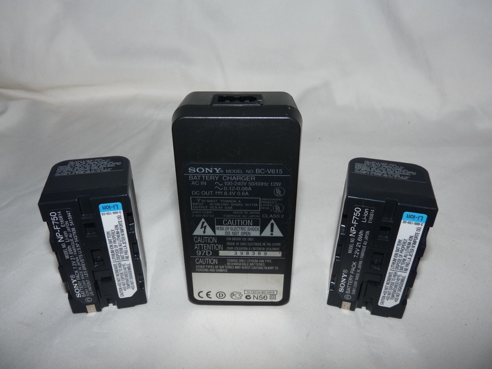Sony BC-V615 charger with 2 two NP-F750 batteries battery | eBay