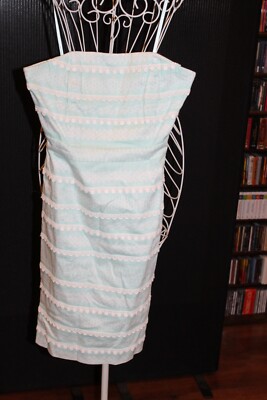 Vineyard Vines Kentucky Derby ming green Strapless Dress Womens sz 0  (bin120)