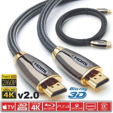 Hdmi Cable Premium 4k 2.0 High Speed Gold Plated Braided Lead 2160p 3d Hdtv UHD