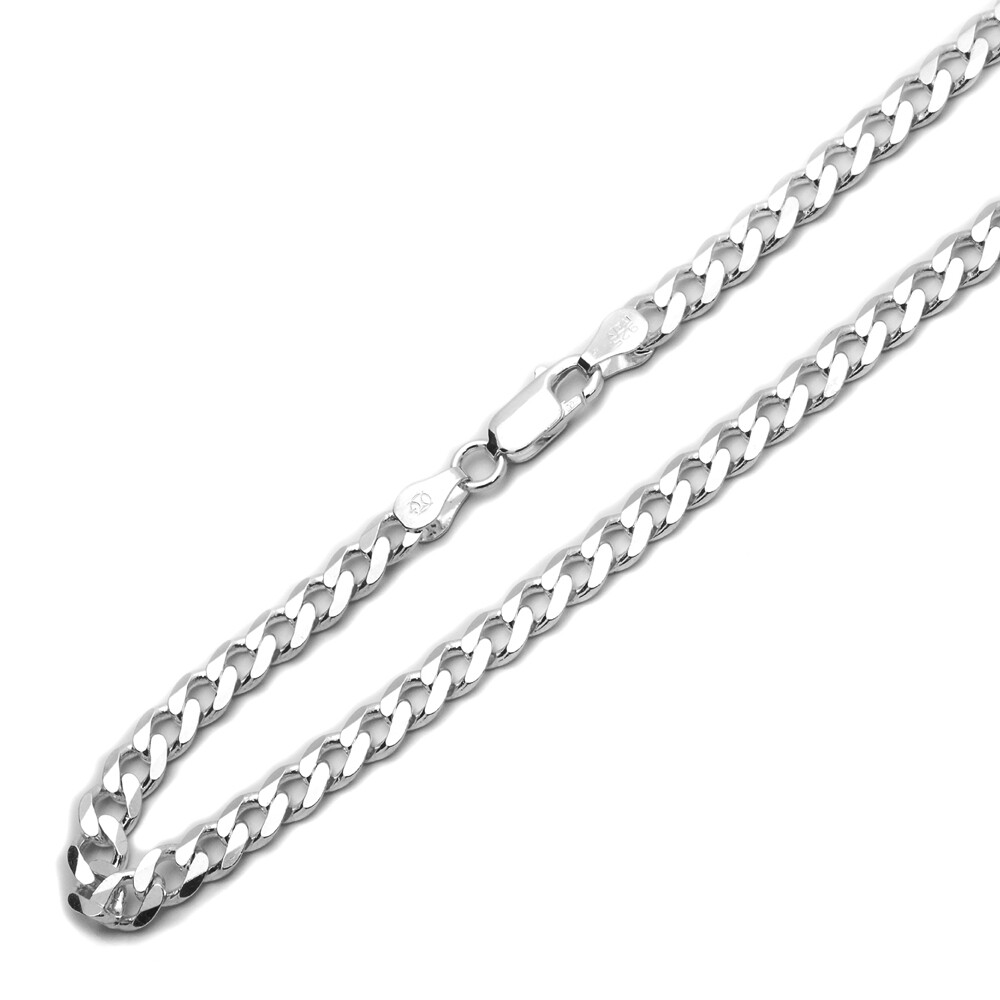 Pure 9mm 925 Sterling Silver Necklaces Italian Curb Link Chain