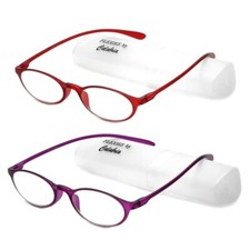 Calabria 719 Flexie Oval Reading Glasses 2.25 Red/Violet 2 Pack Men/Women Ben