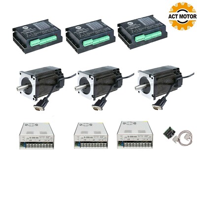 3Axis NEMA34 Closed Loop Stepper Motor Kit 1700 oz.in &Drive HBS86H 8.2A ACT MOT