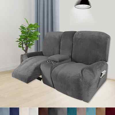 Recliner Covers Seater Sofa Covers with Cup Holder Velvet