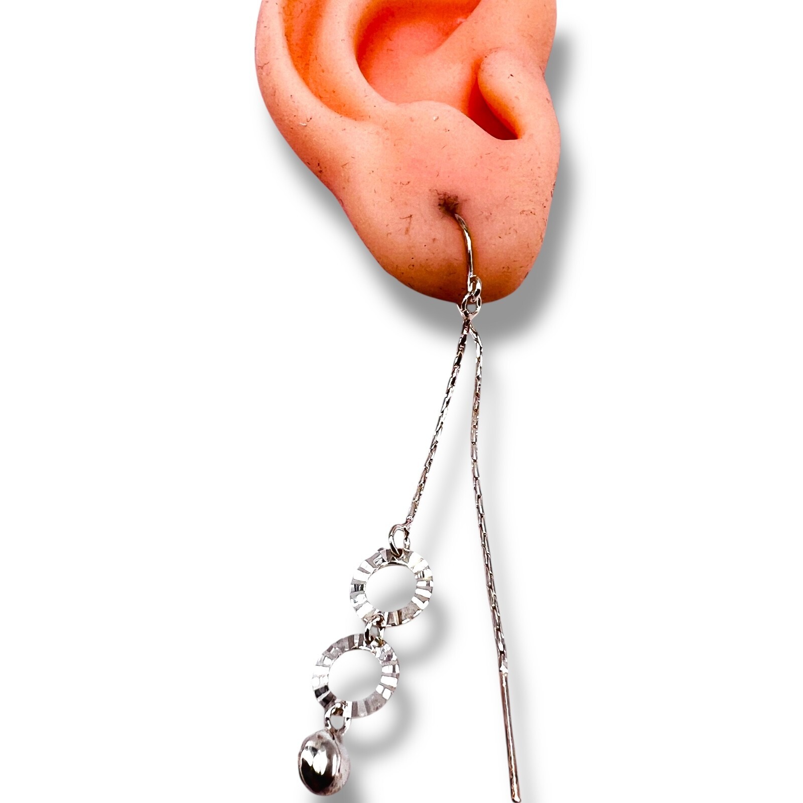 925 Sterling Silver Threader Drop Dangle Circle E… - image 7