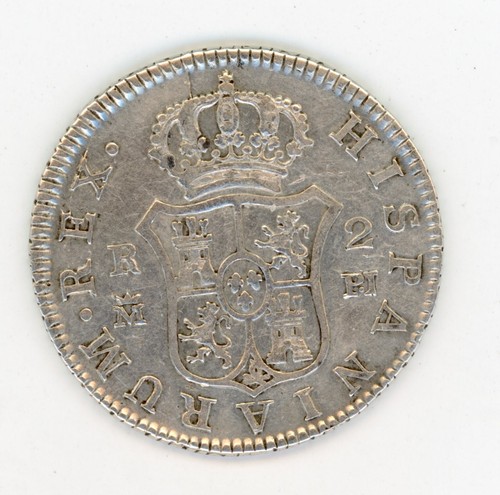 Spain España 1774 Madrid P J 2 Reales Car III KM 412 VF - Picture 2 of 2