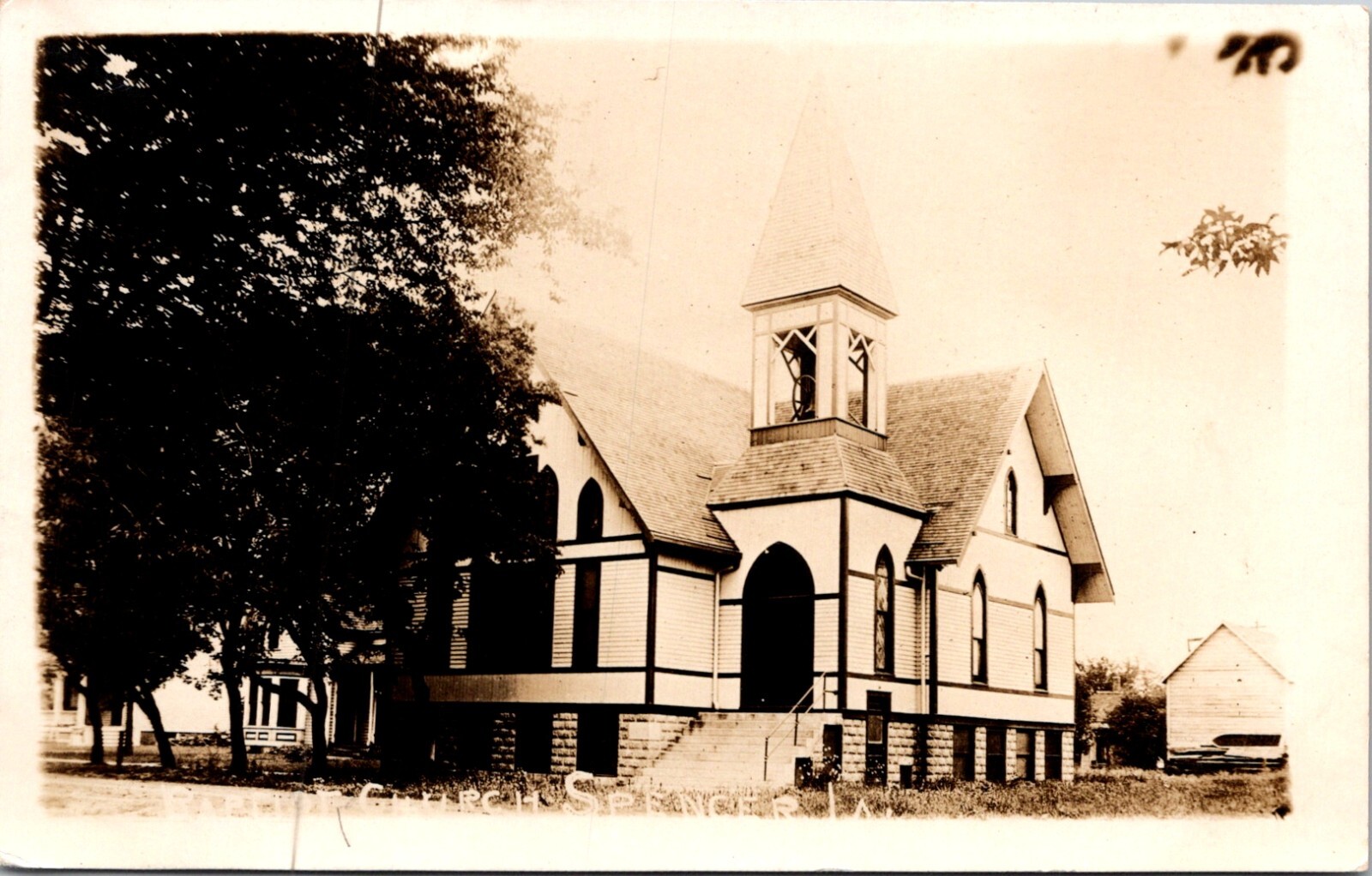 Spencer Iowa Historic Baptist Church c.1904-1918 Vintage RPPC Postcard     23442