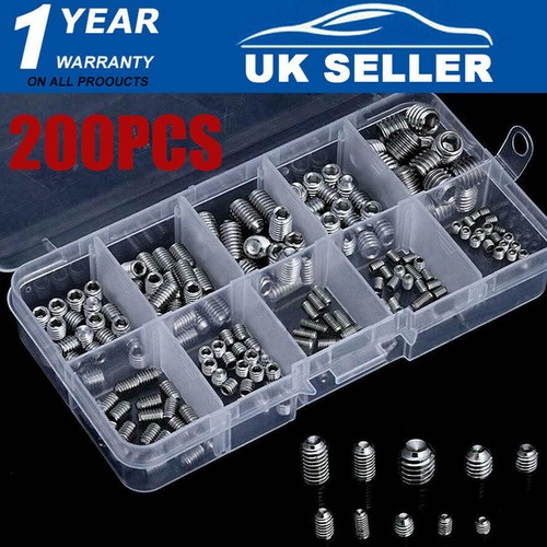 UK 200pcs Steel Allen Head Socket Hex Grub Screws for Door Handles