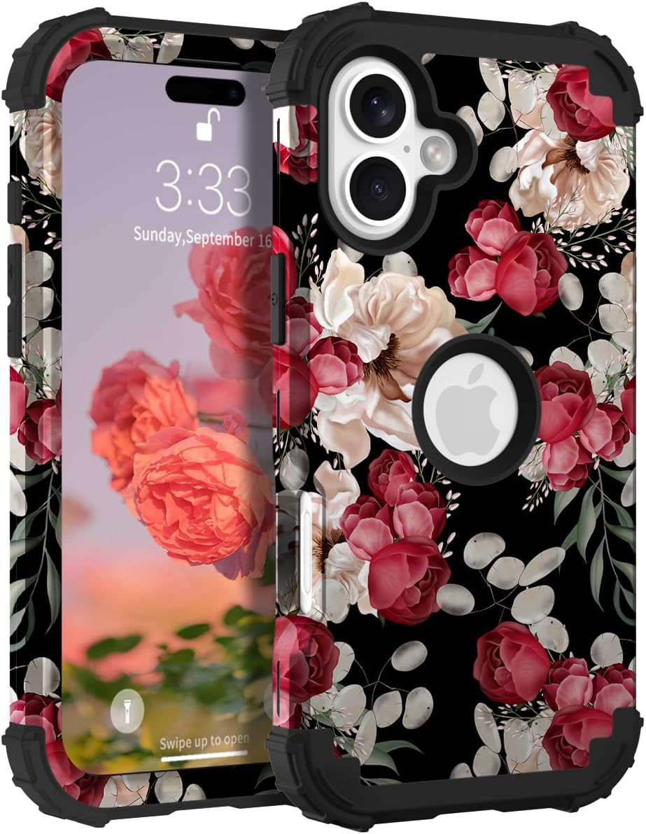 Unique Flower Pattern Compatible with Iphone 16 plus 6.7 Inch Case, Heavy Duty D