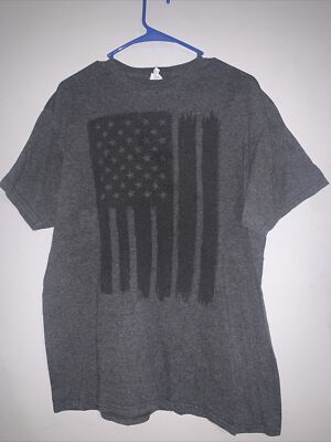 Men s XL Tee USA American Flag Patriotic Grunt Stars Stripes Freedom Gray Shirt