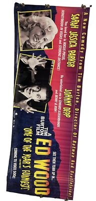 Ed Wood 1994 Original Huge 70  Banner Plus Poster Johnny Depp LOT