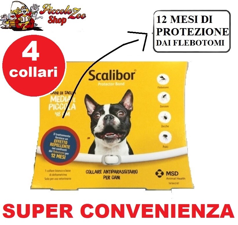 Scalibor 48 cm Pack da 4: Collare Antiparassitario Cane Taglia Piccola