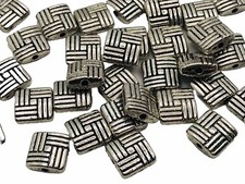 Silver 8mm Basketweave Beads Metal Qty:20