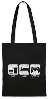 Eat Sleep Gaming Stofftasche Einkaufstasche Gamer Games Fun Informatiker Shooter