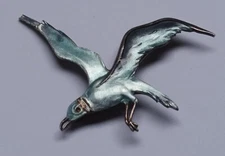 Vintage Antique Art Nouveau Silver Chaika Brooch Wit Blue Enamel  1910-20 ss