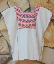 VTG 70'S Mexican Embroidered Handmade Cross Stitched Peasant Boho Folk Art Top