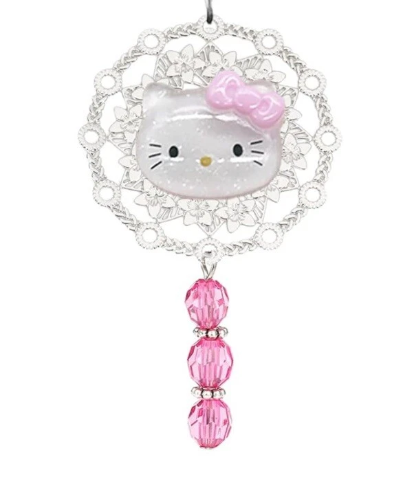 Abanico con cuentas de relleno plateado hecho a mano de Hello Kitty o tirador claro - rosa, ✨KAWAII💕 Foto 3 de 4