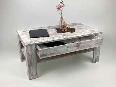 Couchtisch Wohnzimmer Sofatisch  Ewa 100 x 54cm, Canyon White Pine Schublade NEU
