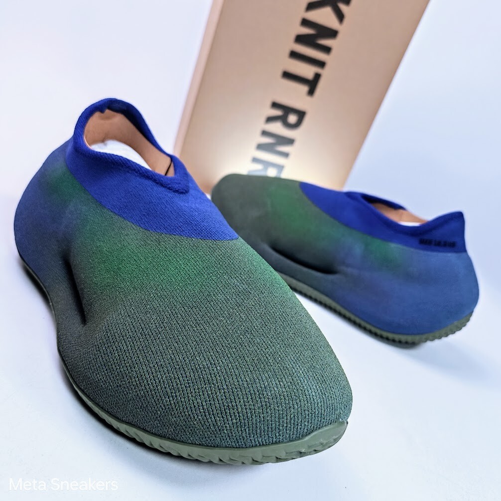 Adidas US 13.5 Men's Faded Azure Blue Green Slip On  Yeezy Knit RNR   FZ5907 New