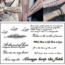 Flash Once Temporary Adhesive Tattoo Black Lyrics Phrases Body Gift