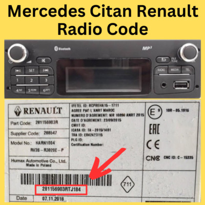 Entsperren Sie Ihren Mercedes Citan Renault Vauxhall Vivaro Movano Van Radio Entsperrcode
