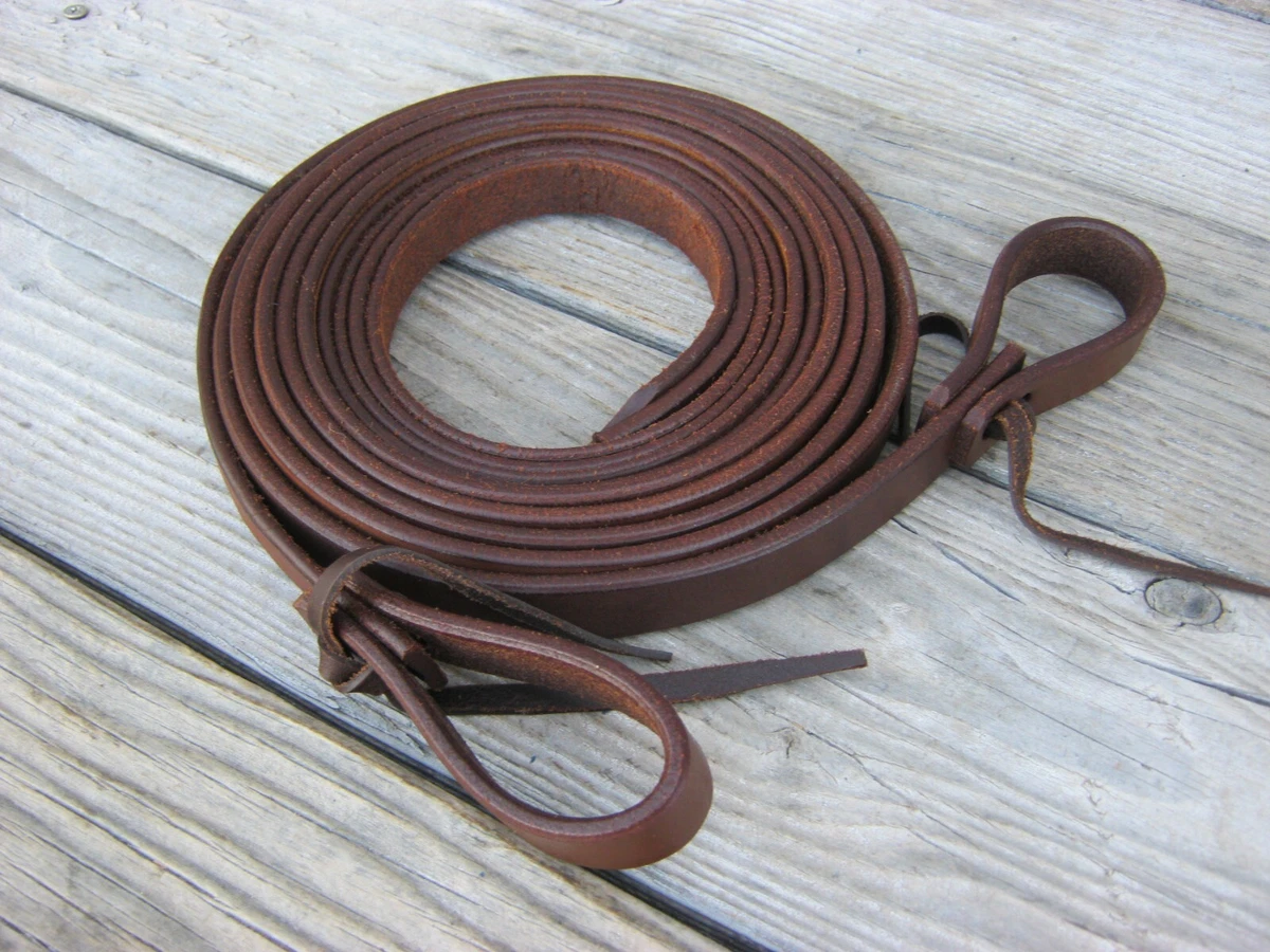Rênes Fendues En Cuir Huilé West 74 - 8' X 3/4 - Neuves
