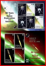 ANTIGUA 2008 = 50 YEARS OF space EXPLORATION VANGUARD I & EXPLORER III 2 M/S MNH