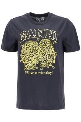 国内発送☆GANNI☆BasicJerseyRhinestoneRelaxed T-shirt/BLACK GANNI logo-embroidered T-shirt | Black | FARFETCH