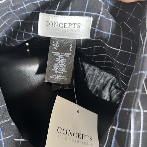 CONCEPTS by CLAIBORNE Men's Checkered Long Sleeve Button-up Shirt - Size L - Picture 6 of 6