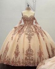 rose gold quinceanera dress