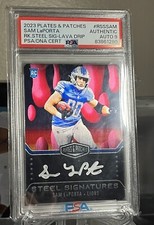2023 Sam Laporta Plates & Patches Rookie Signatures Lava Drip #/7  PSA Auto 9  