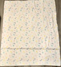 Handmade Cotton Baby Blanket Chics Feet Blue Pink White 40" x 36"