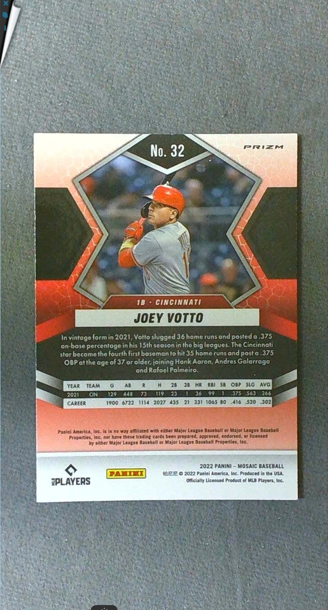 2022 Panini Mosaic Orange Reactive Prizm #32 Joey Votto Reds | eBay