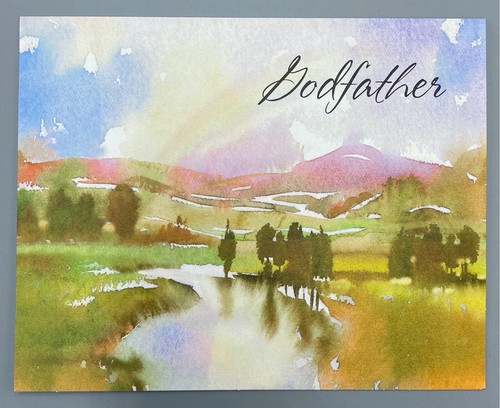 Hallmark Godfather Father's Day Greeting Card - Watercolor Landscape - Picture 2 of 4