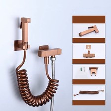 Brushed Rose Gold Handheld Bidet Sprayer Cloth Bathroom Diaper Brass Cold Valve