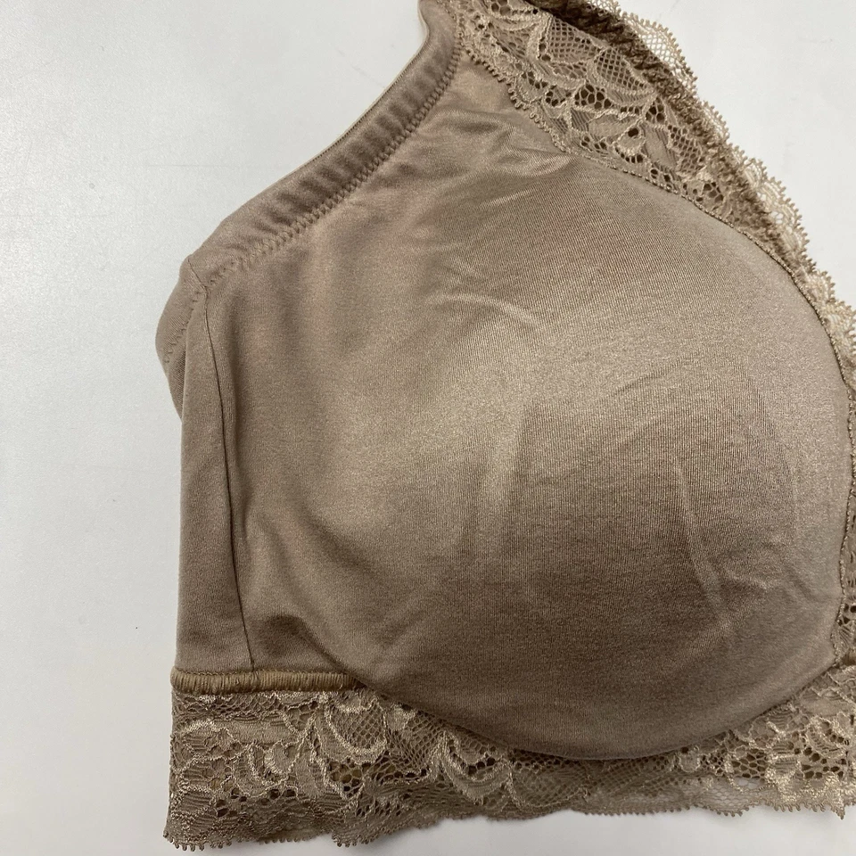 Warner's Beige Lace Escape Contour Lined T-Shirt Bra Wireless Lace Size 38D - Image 2 of 4