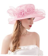 Z X Organza Church Wedding Tea Party Derby Hats for 024 Light Pink Fascinator