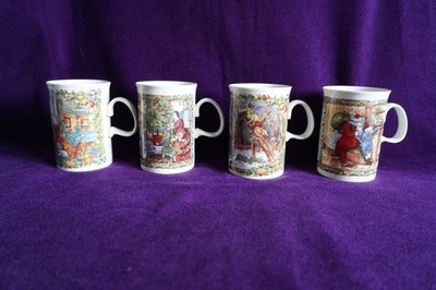 4 Dunoon Christmas Cheer stoneware coffee cups mugs Scotland Santa