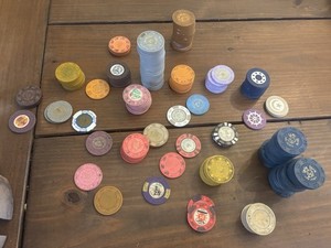 Vintage Lot Of 196 Casino Poker Chips