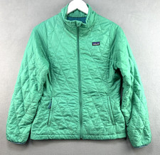 Patagonia Jacket Nano Puff XL 14 Youth Green Primaloft Quilted Full Zip Outdoors